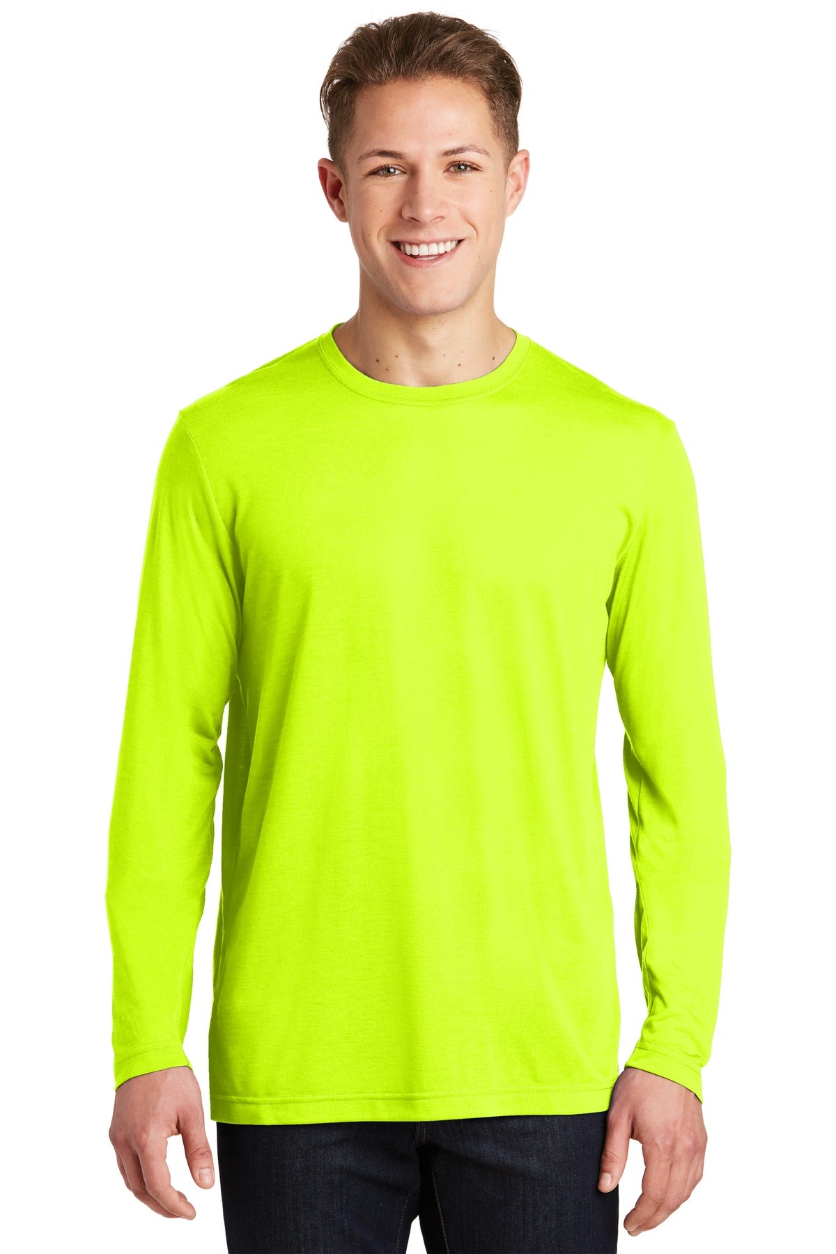 A soft cotton hand merges with color-locking moisture-wickin - Neon Yellow