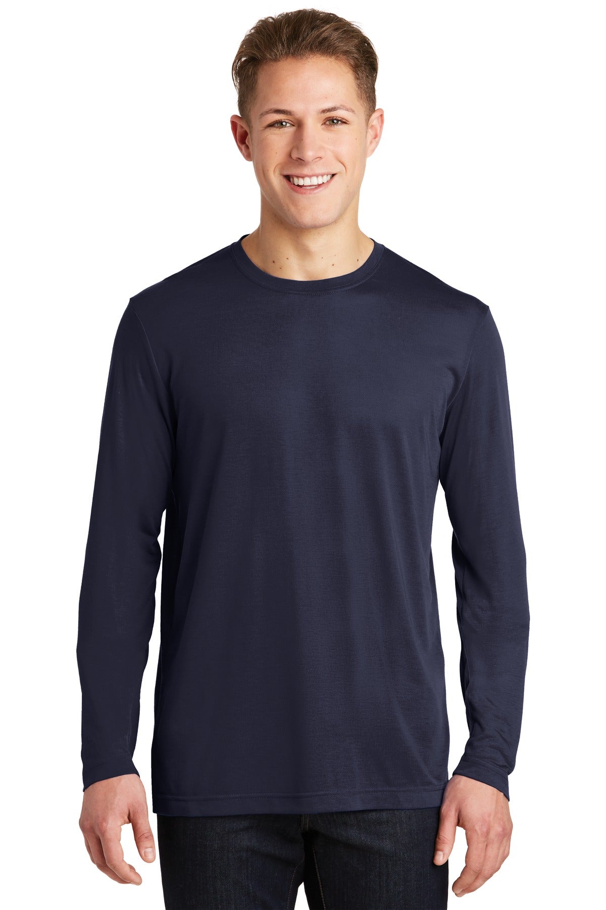 A soft cotton hand merges with color-locking moisture-wickin - True Navy