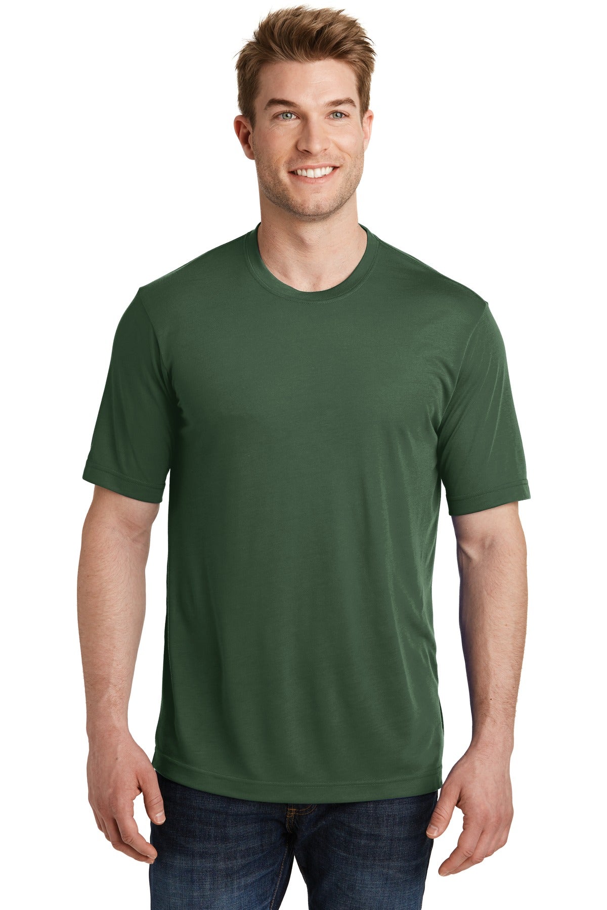 A soft cotton hand merges with color-locking moisture-wickin - Forest Green