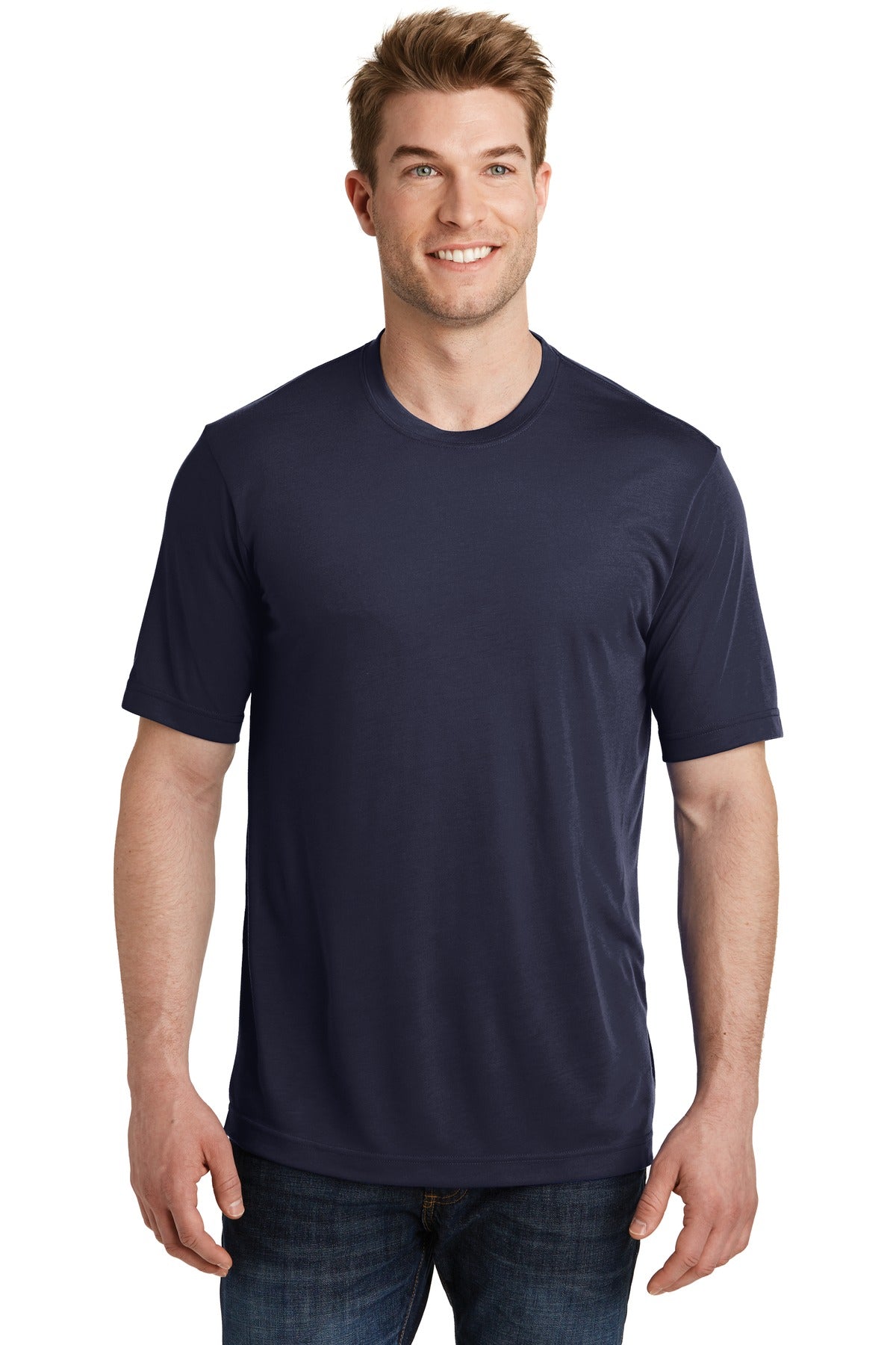 A soft cotton hand merges with color-locking moisture-wickin - True Navy