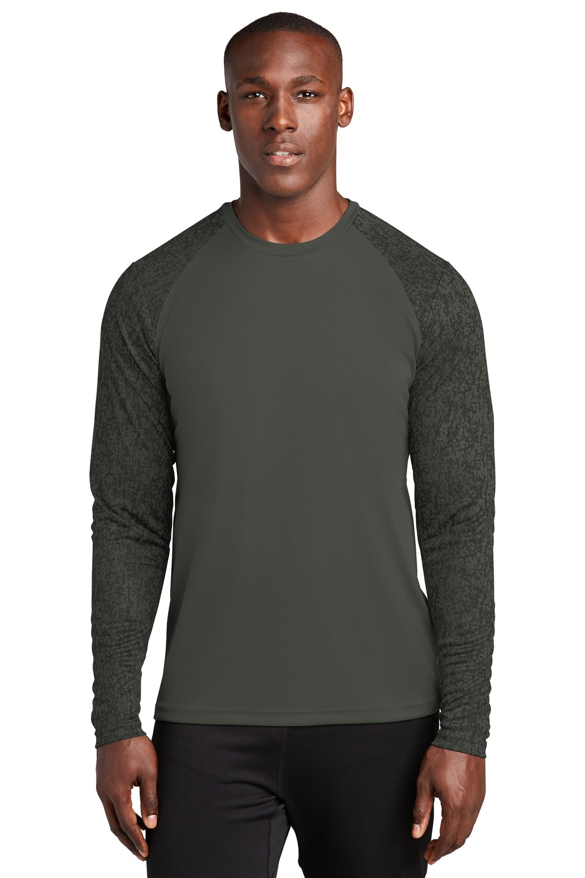 A subtle digi camo pattern gives this moisture-wicking breat - Black