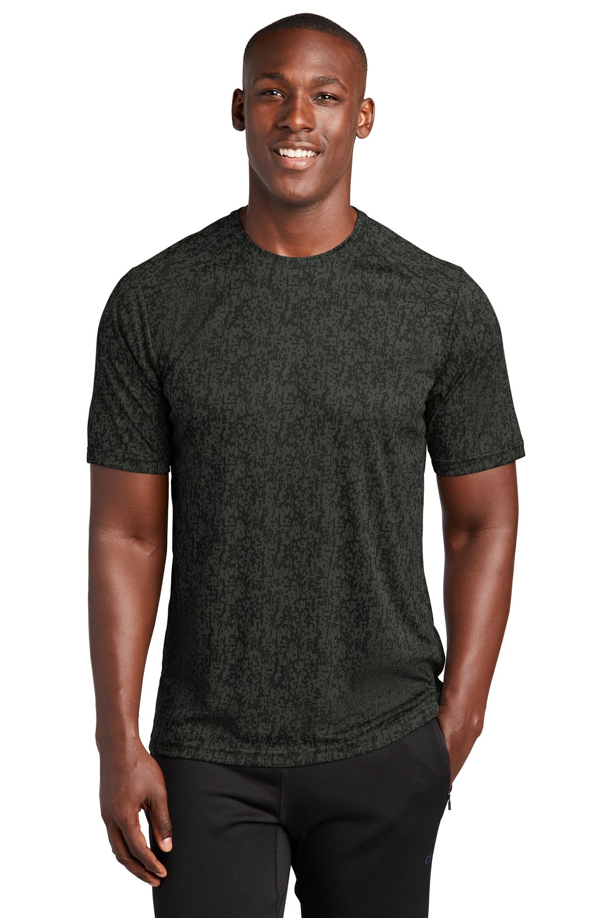 A subtle digi camo pattern gives this moisture-wicking breat - Black