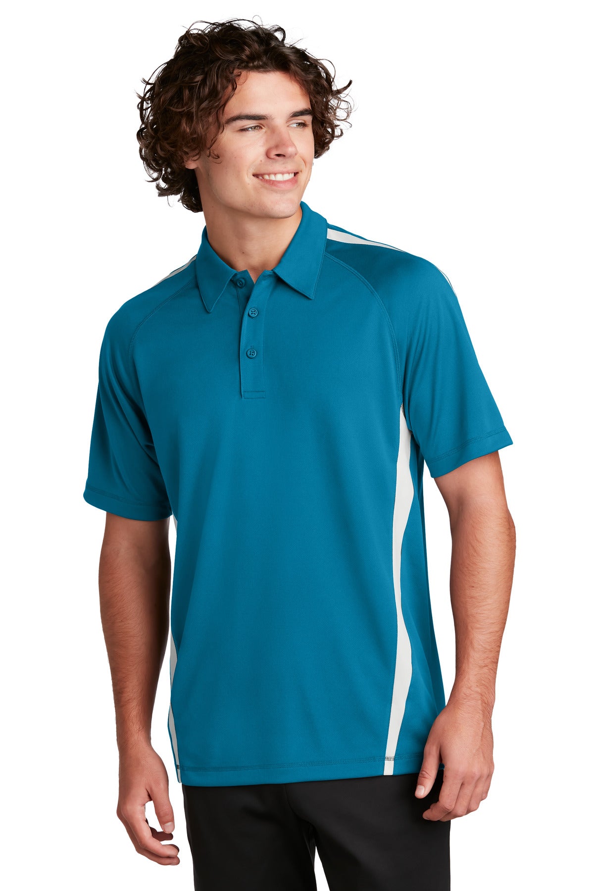Polos with extra color panels that are made to last thanks t - Blue Wake/ White