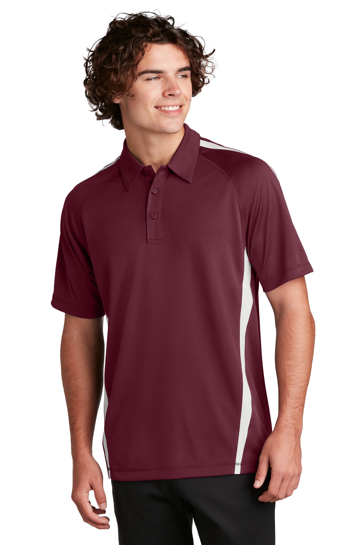 Polos with extra color panels that are made to last thanks t - Maroon/ White