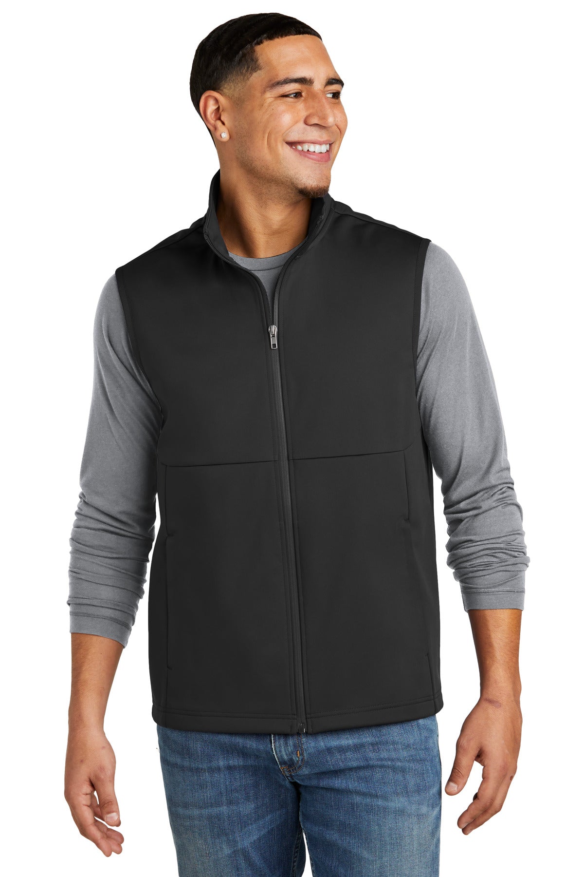 This soft shell vest is made to move with you-regardless of  - Deep Black