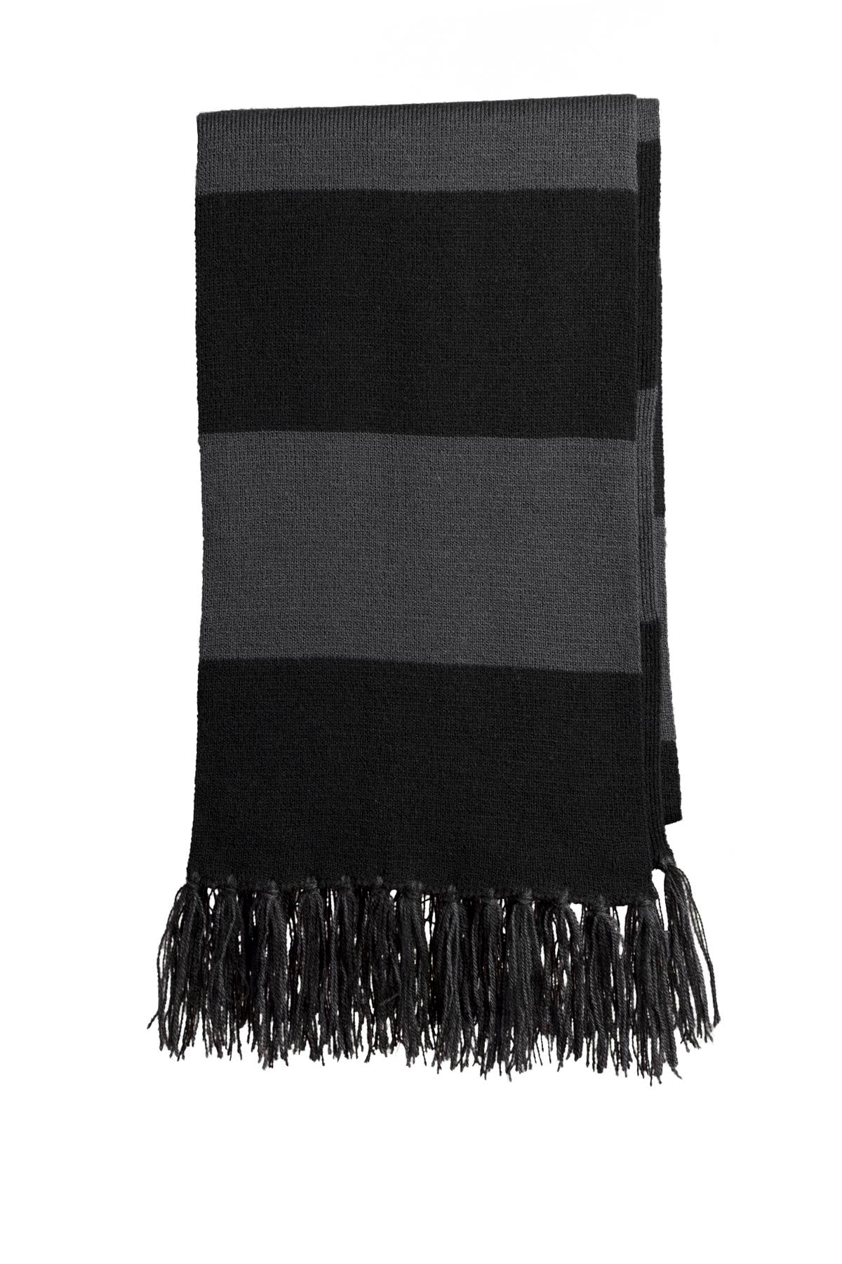 Cheer on your favorite team in this fringed scarf. Coordinat - Black/ Iron Grey