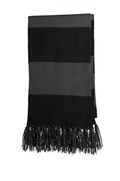 Cheer on your favorite team in this fringed scarf. Coordinat - Black/ Iron Grey