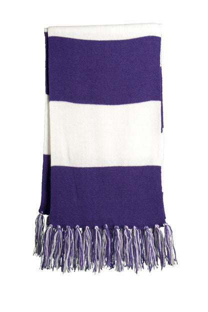 Cheer on your favorite team in this fringed scarf. Coordinat - Purple/ White