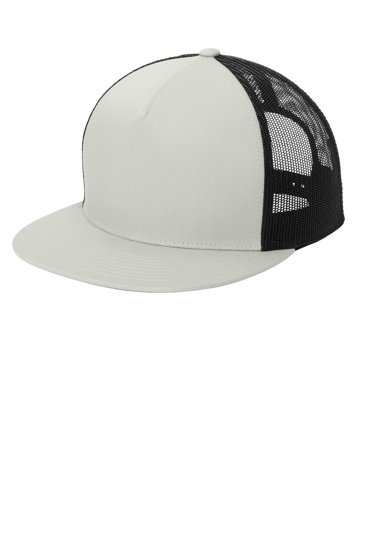 Fabric: 60/40 cotton/poly front panels; 100% polyester mesh back panelsStructure: StructuredProfile: