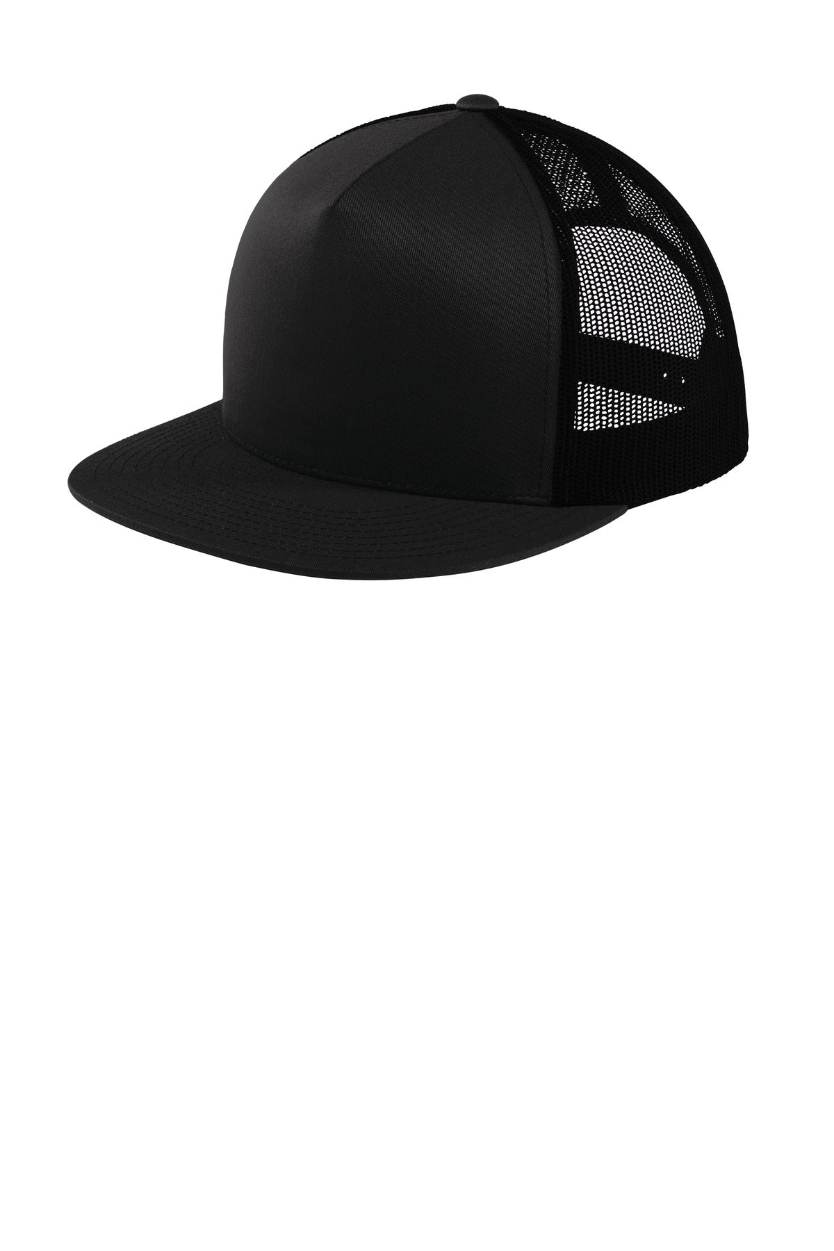 Fabric: 60/40 cotton/poly front panels; 100% polyester mesh back panelsStructure: StructuredProfile:
