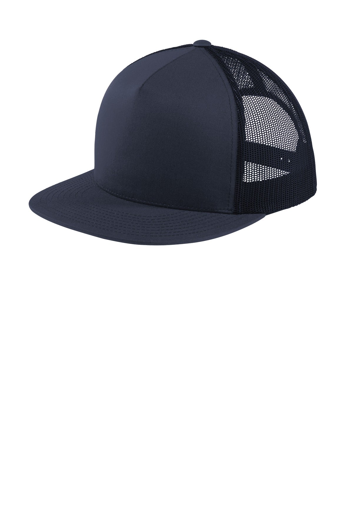Fabric: 60/40 cotton/poly front panels; 100% polyester mesh back panelsStructure: StructuredProfile: