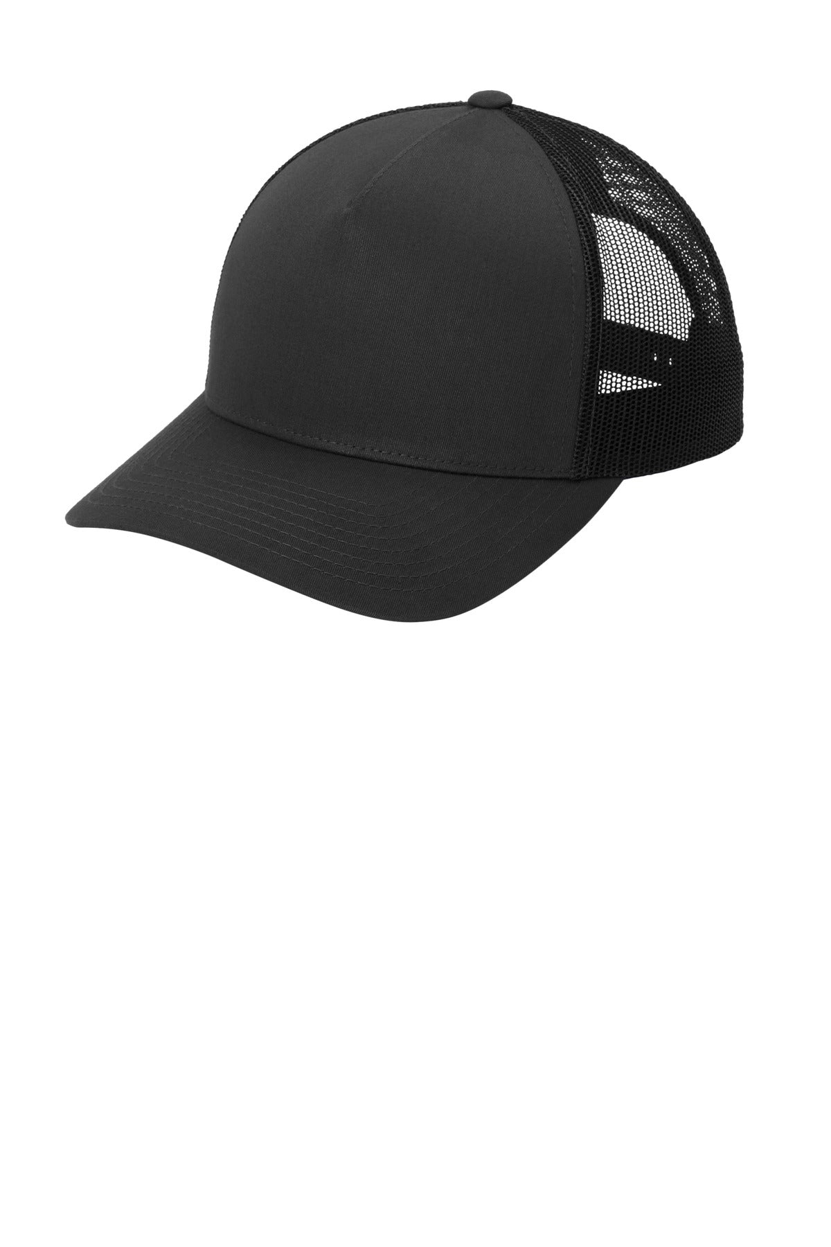 60/40 cotton/poly front panels 100% poly mesh back panels Structured Mid-profile Curved bill 7-posit