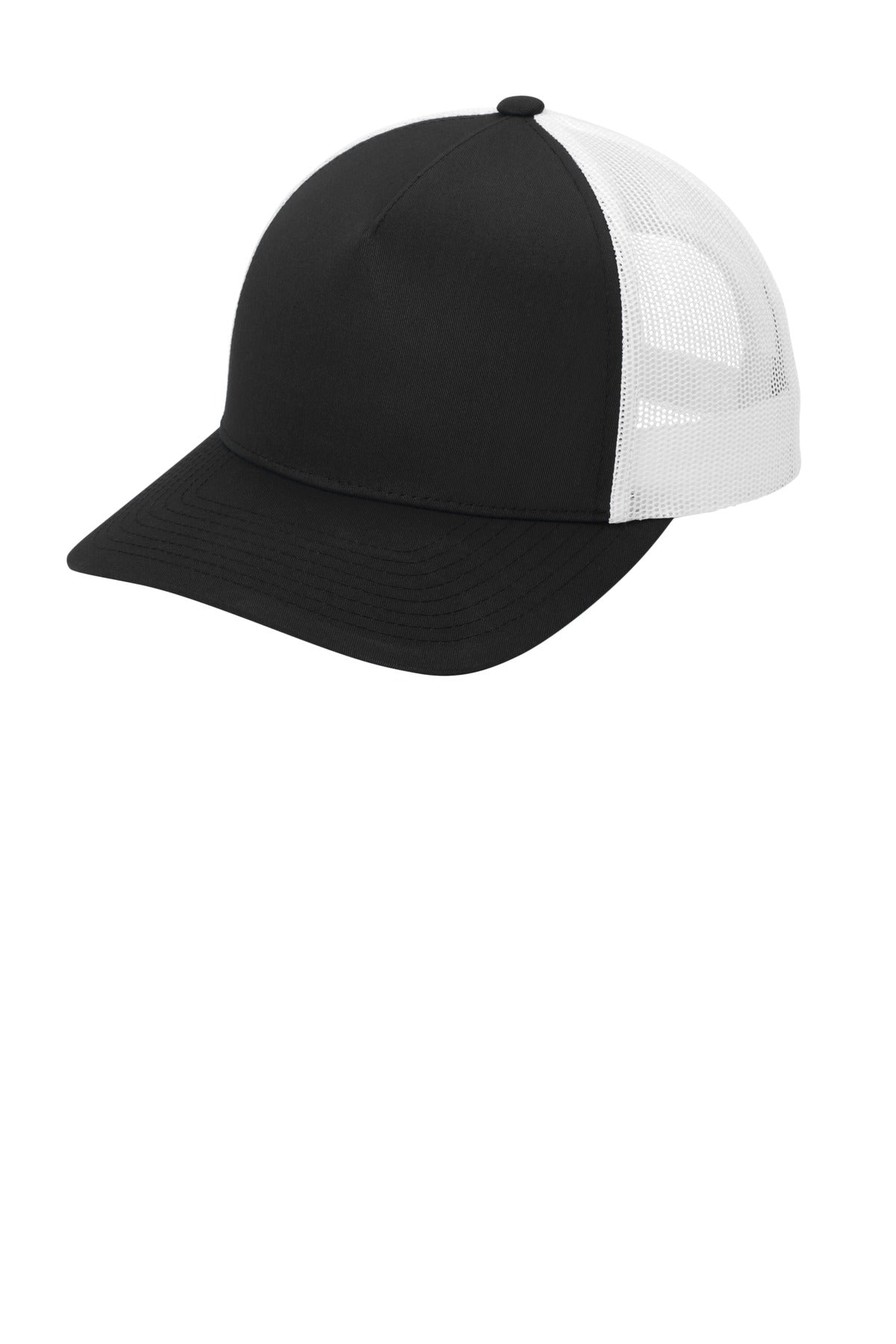 60/40 cotton/poly front panels 100% poly mesh back panels Structured Mid-profile Curved bill 7-posit