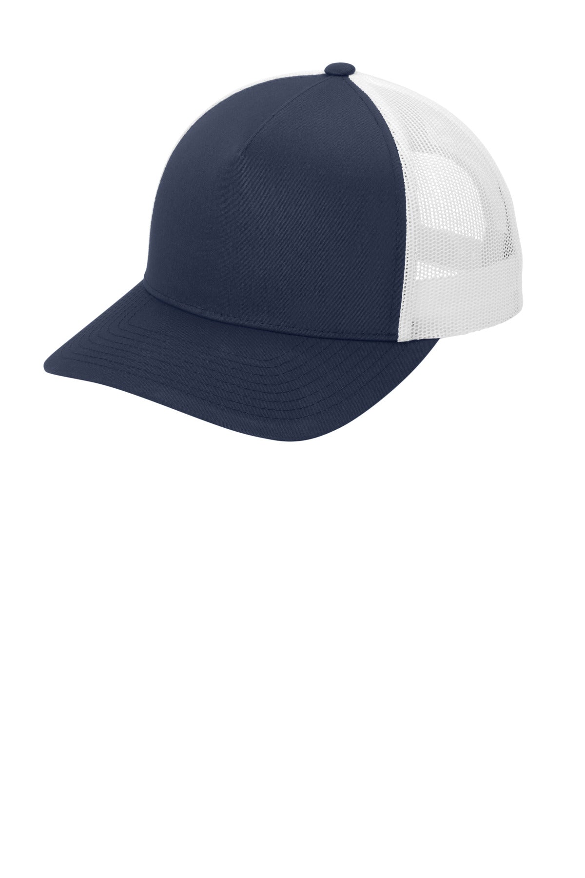 60/40 cotton/poly front panels 100% poly mesh back panels Structured Mid-profile Curved bill 7-posit