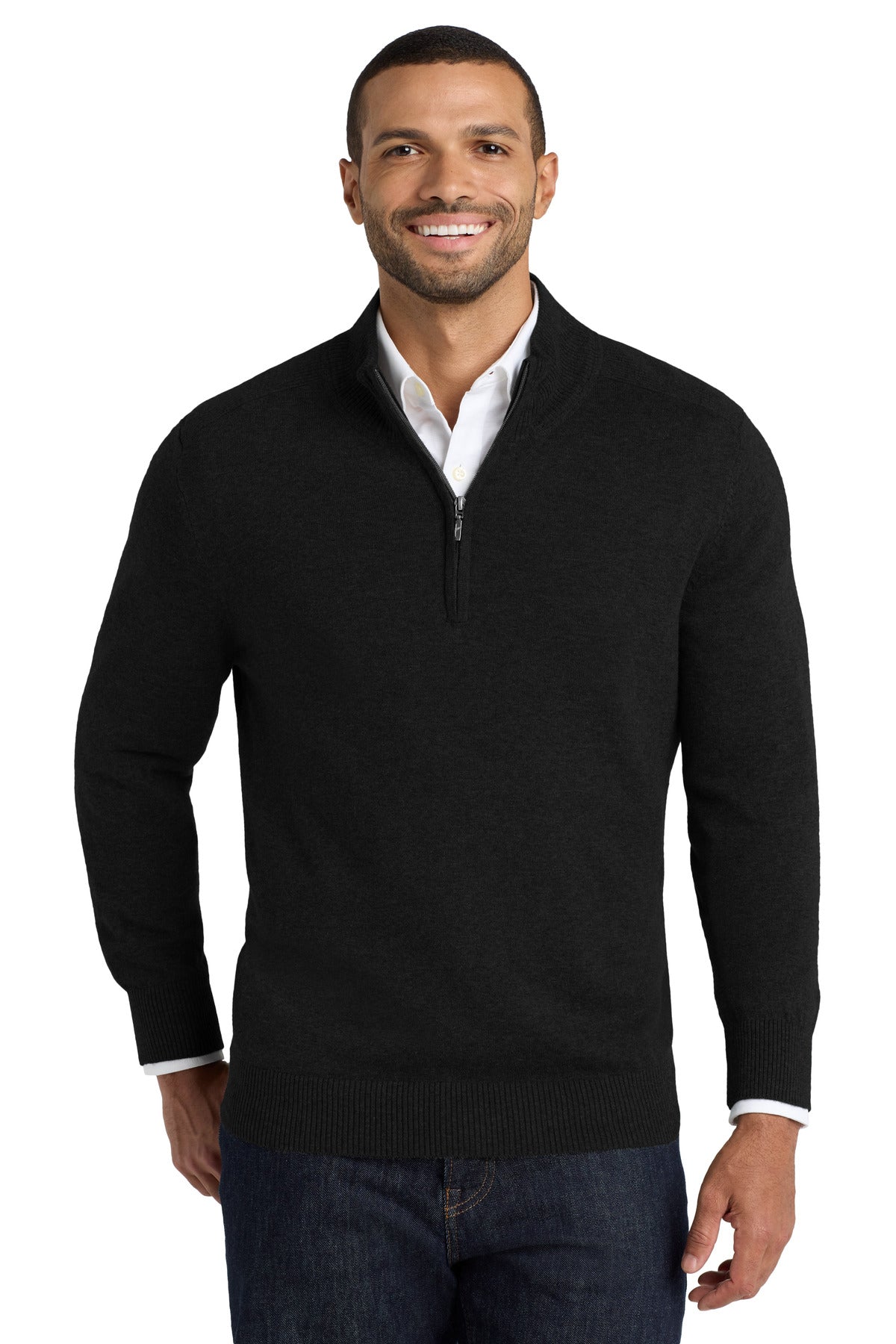 With rib knit details this fine-gauge layerable sweater is j - Black