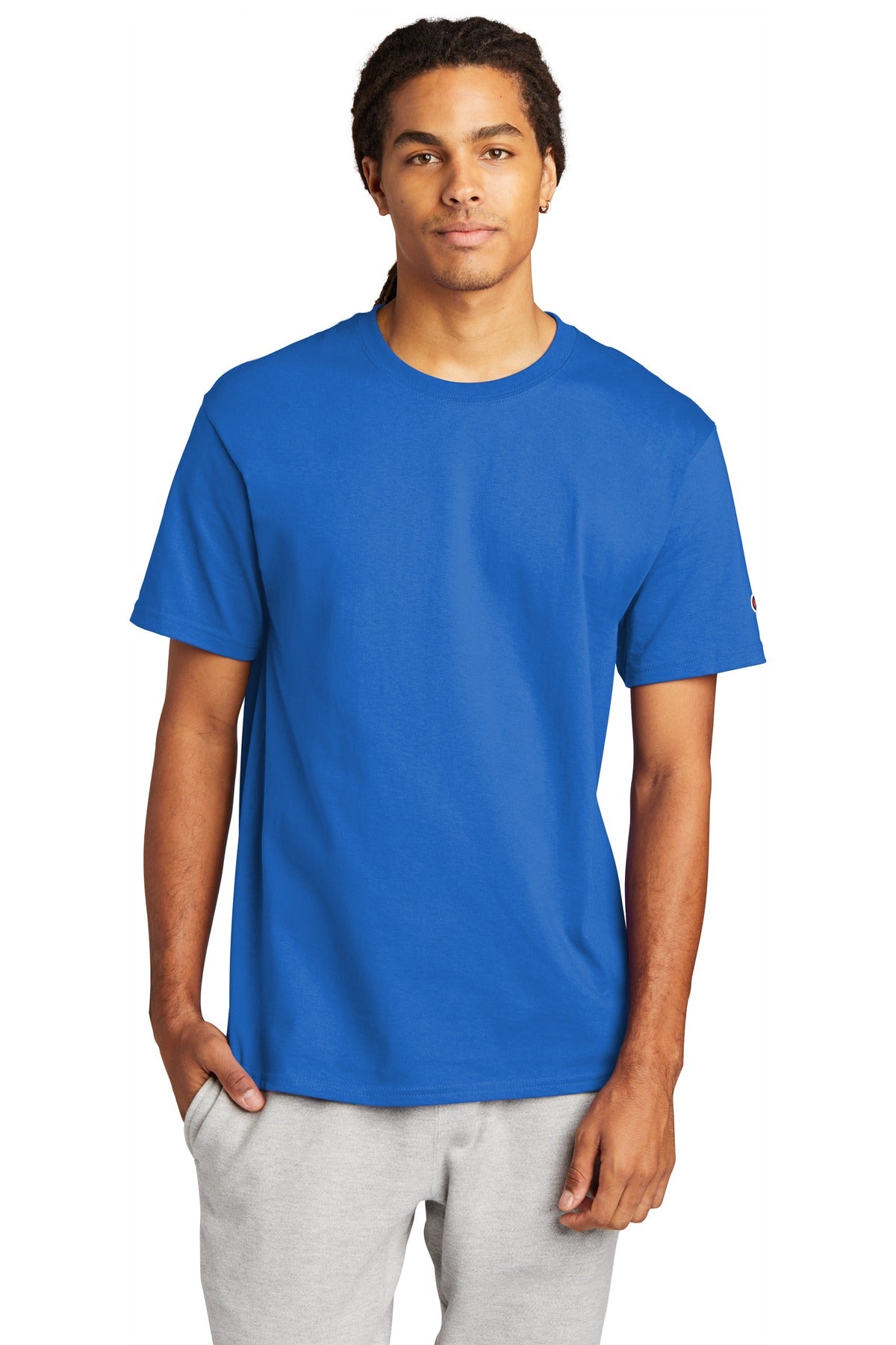 6-ounce 100% cotton 99/1 cotton/poly (Ash) 60/40 cotton/poly - Athletic Royal