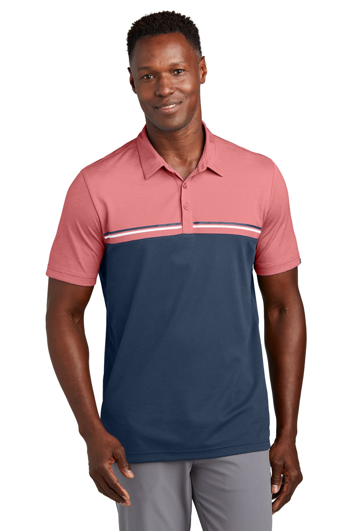 Catch a sunset once in a while in this easygoing colorblocke - Cardinal Heather/ Blue Nights