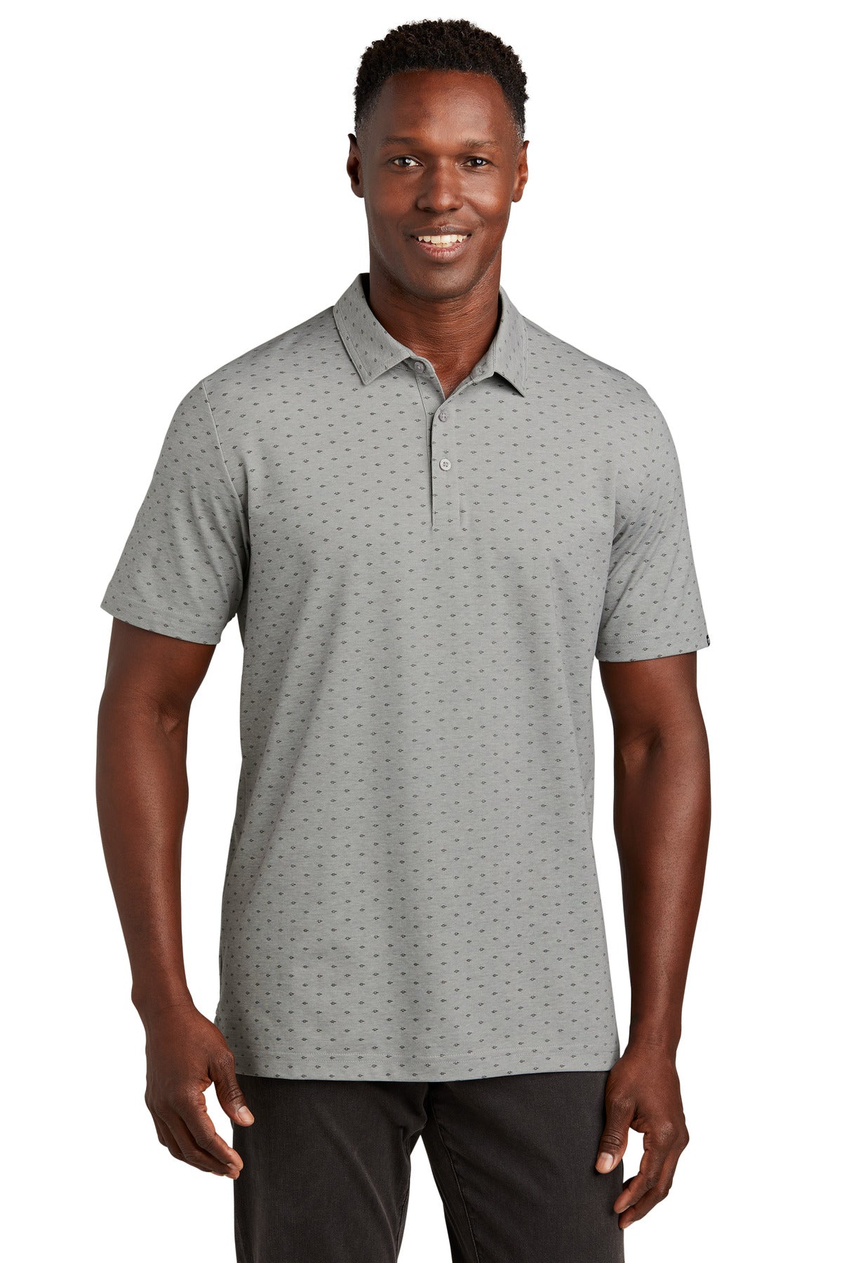 An all-over print makes this elevated polo worthy of a secon - Quiet Shade Grey Heather/ Dark Grey