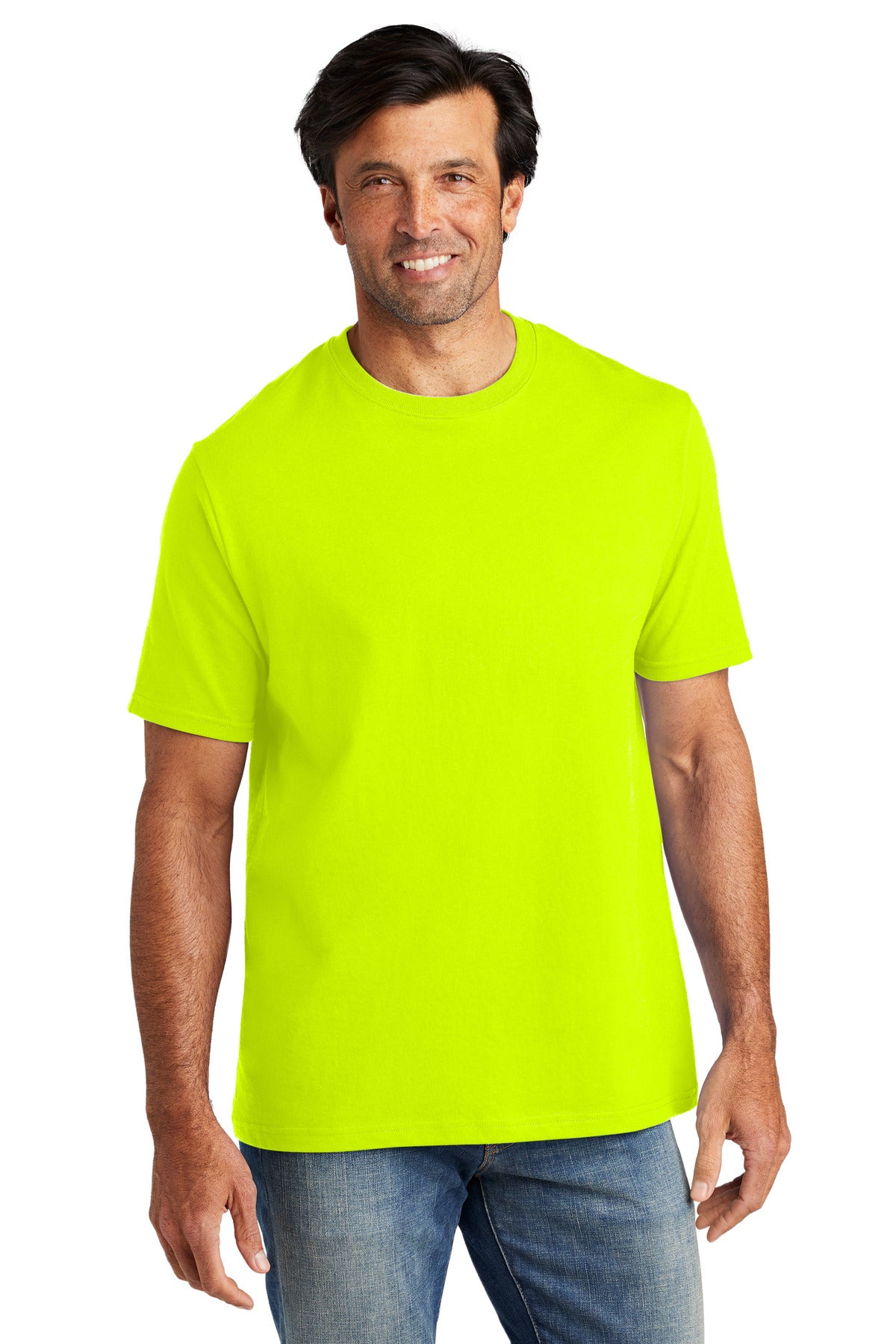 Steady hands. Honest work. This heavyweight tee is forged in - Safety Green