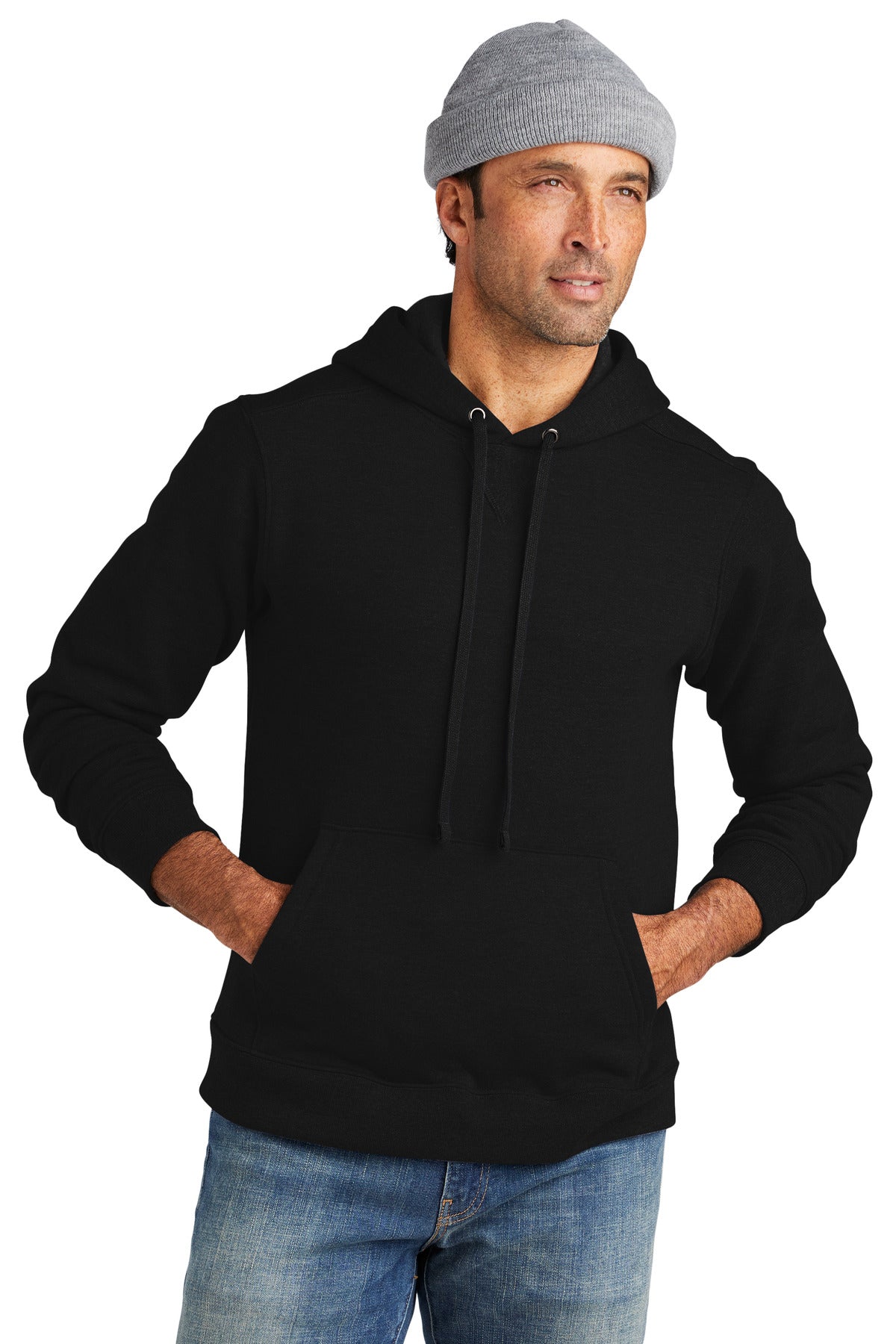 This hefty true-blue fleece has a grittier textured hand-plu - Deep Black
