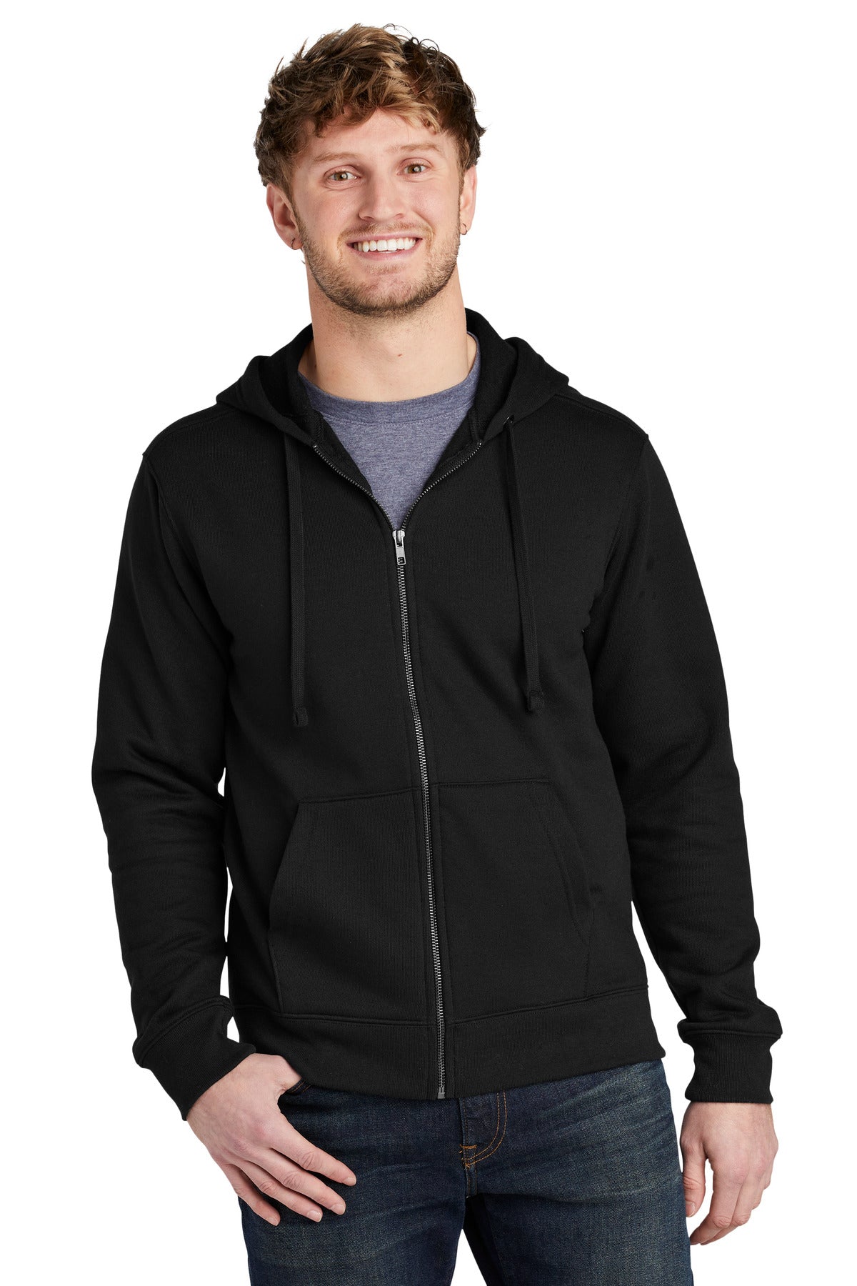 This hefty true-blue fleece has a grittier textured hand-plu - Deep Black