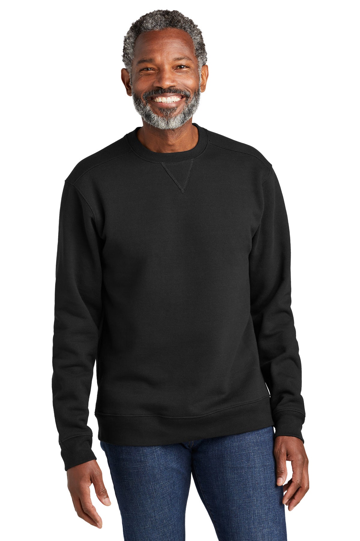 This hefty true-blue fleece has a grittier textured hand-plu - Deep Black